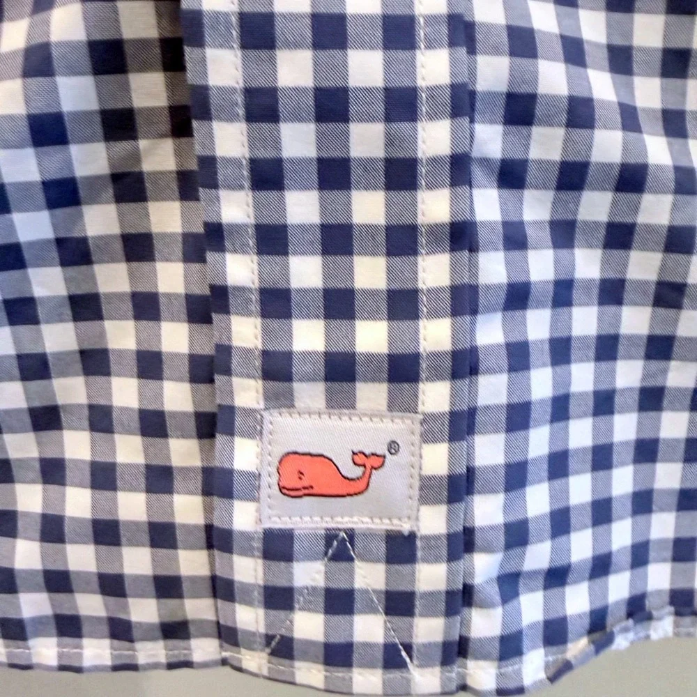 Vineyard Vines Performance Murray‎ Shirt XXL Navy Gingham Classic Fit Nylon Mens